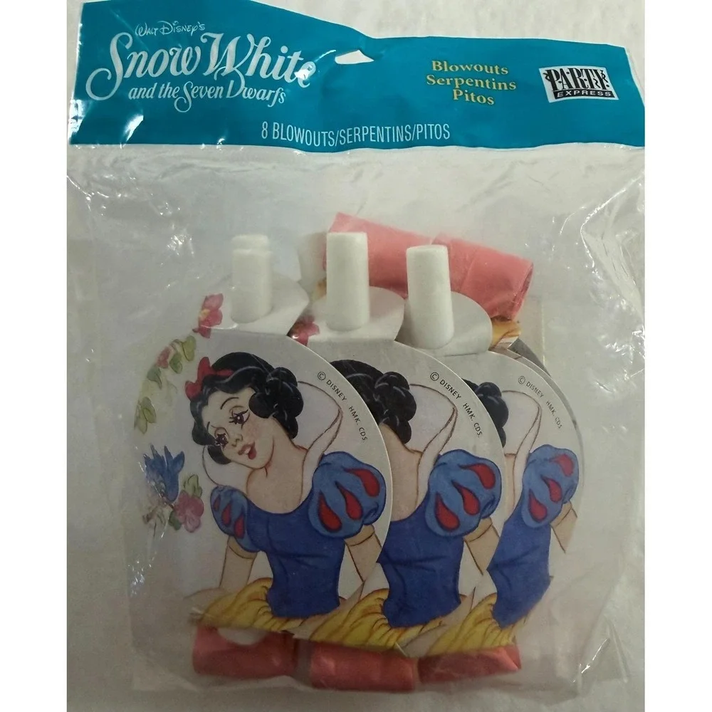 VTG Snow White Party, Disney, Princess Blowouts (Serpentins, Pitos) 3 sets of 8